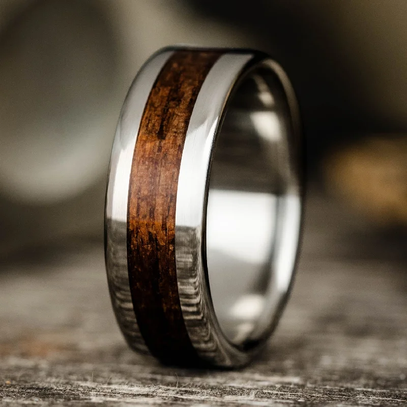 women’s contemporary engagement rings-The USS Alabama | Men's Gold Wedding Band with WWII Battleship Teak Wood Inlay