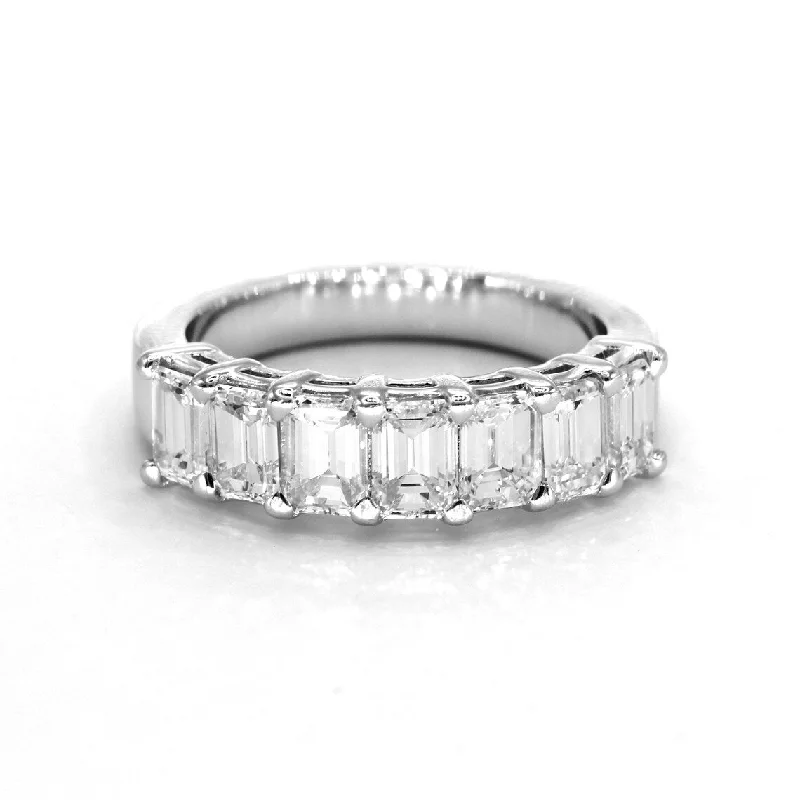 women’s heart-shaped engagement rings-2.17 ct. Emerald Cut Diamond Wedding Band, 7 Stone Ring Anniversary Ring