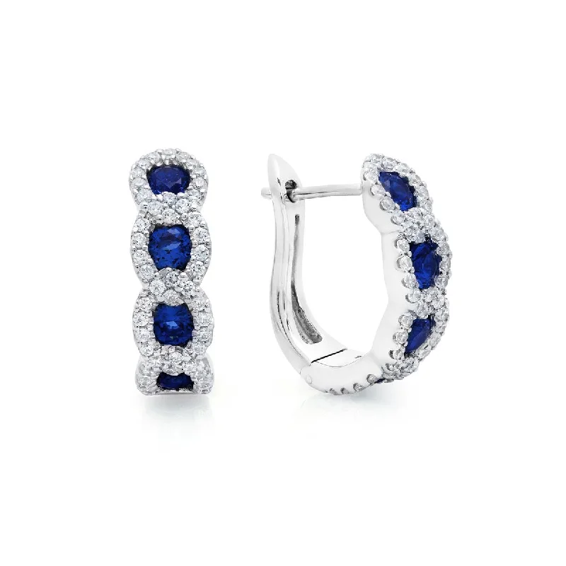 women’s pearl stud earrings-Fana Curb Link Sapphire and Diamond Hoop Earrings