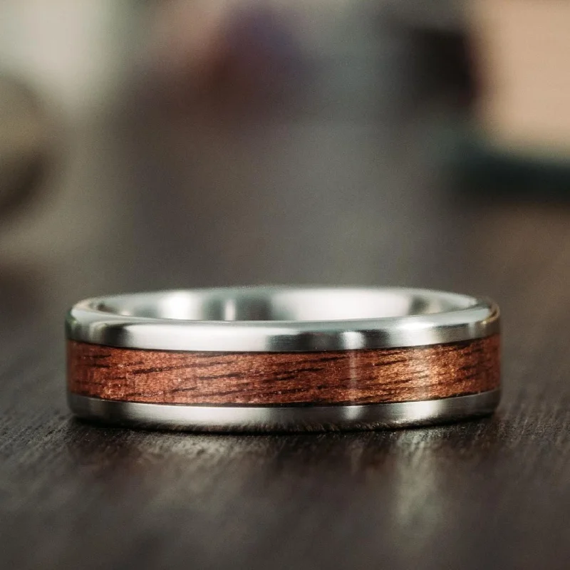 women’s high-end engagement rings-The Garand | Men's M1 Garand Rifle Stock Wood and Titanium Wedding Band