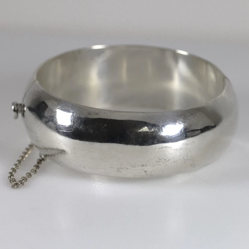 women’s chunky bracelets-Vintage Taxco Silver Mexican Jewelry | Modernist Bangle Statement Bracelet