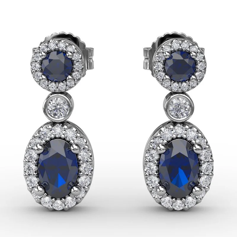 women’s drop earrings-FANA Sapphire and Diamond Dangle Earrings ER1624S