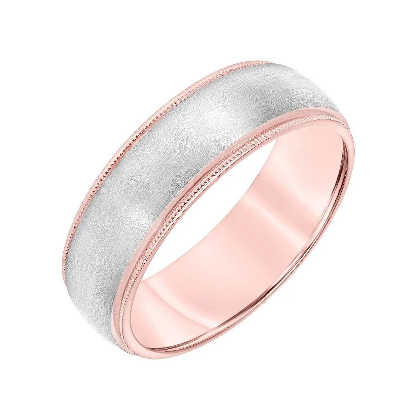 women’s anniversary engagement rings-White Gold & Rose Gold Men's Wedding Band