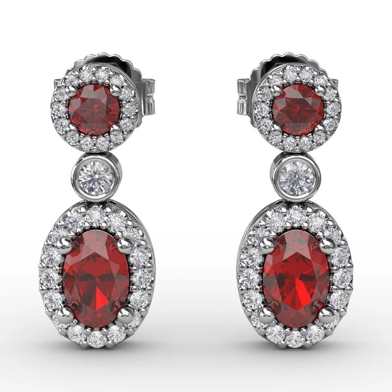 women’s stud earrings-FANA Ruby and Diamond Dangle Earrings ER1624R