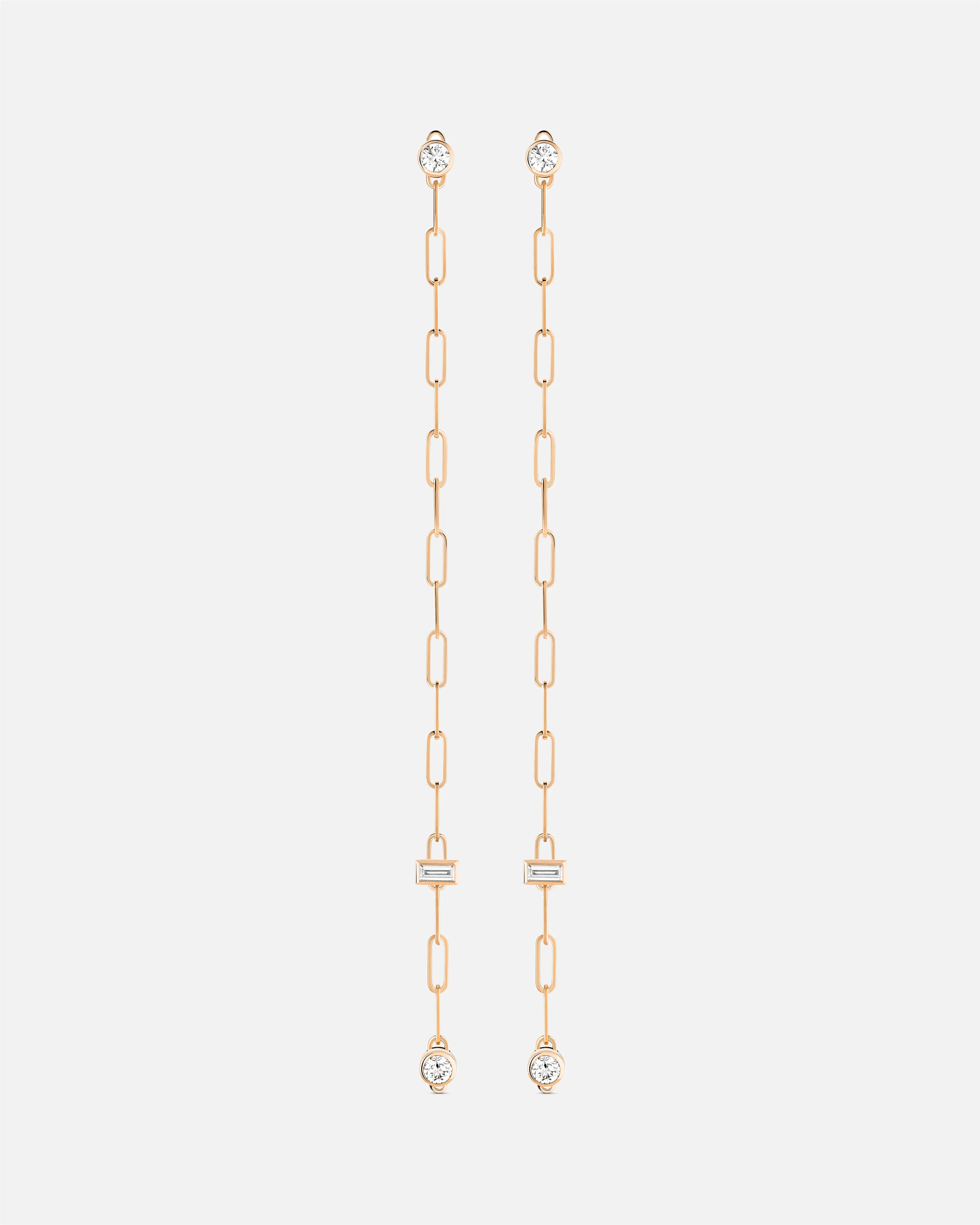 women’s geometric earrings-Baguette Round GM Classics Earrings in Rose Gold