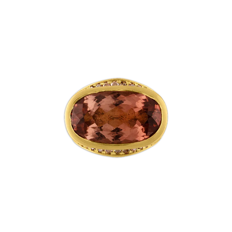 women’s gold-plated rings-Umber Tourmaline and Diamond Melitodes Ring