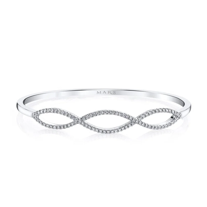 women’s silver bracelets-14K White Gold 0.54ct. Infinity Shaped Diamond Bangle Bracelet