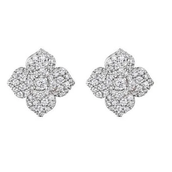 women’s moon earrings-Large Flower Diamond Earrings