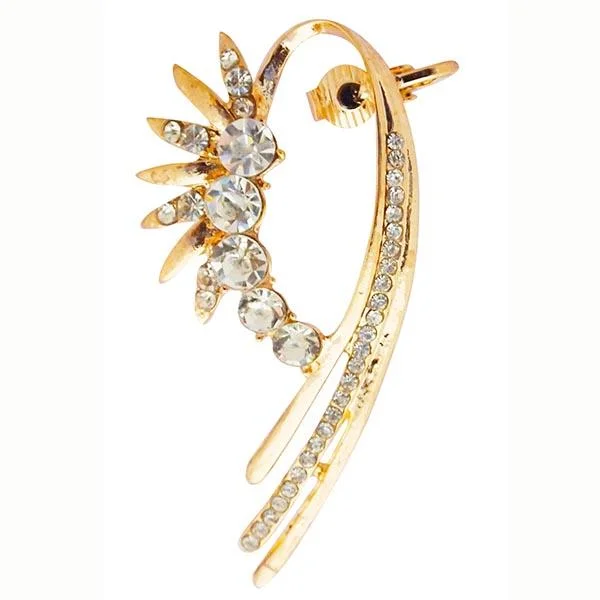 women’s wedding earrings-Urthn Austrian Stone Gold Plated  Single Ear Cuff - 1302530