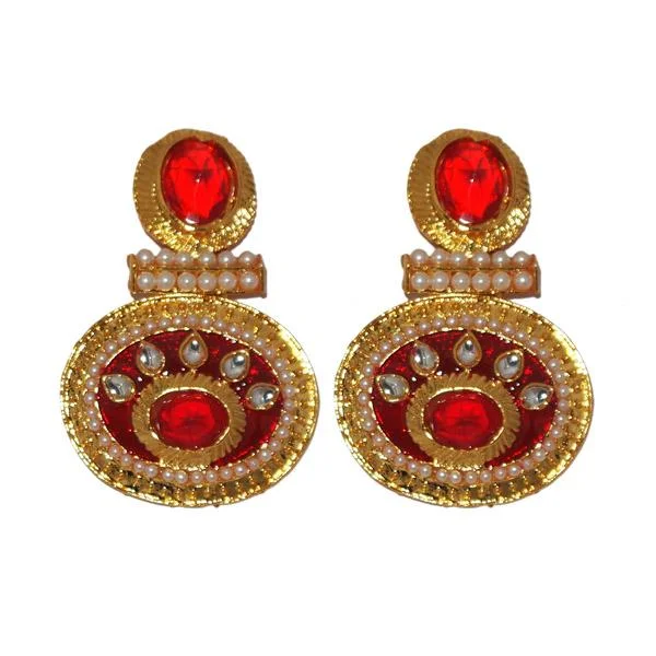 women’s pearl drop earrings-Kriaa Austrian Stone Gold Plated Meenakari Dangler Earrings - 1303134