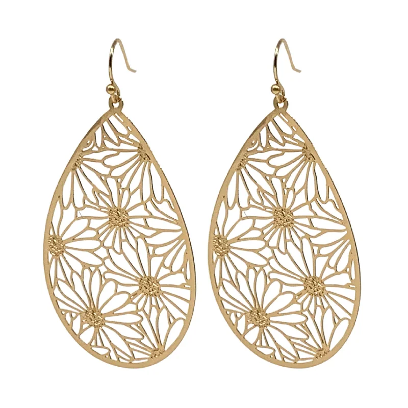 women’s simple stud earrings-Daisy Teardrop Earrings: Gold & Silver Designs