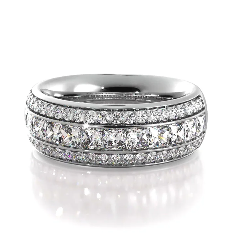 women’s cushion cut engagement rings-1.56 ct. Princess And Round Diamond Wedding Band