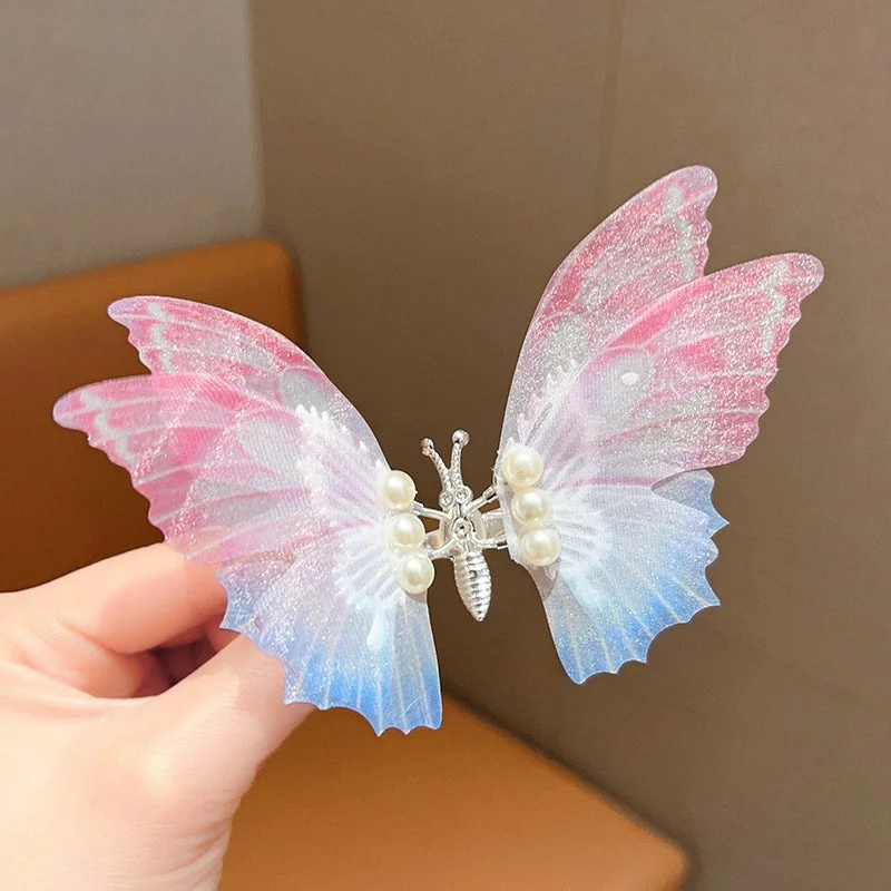 Light Pink Blue Butterfly Barrettes (Single Price)