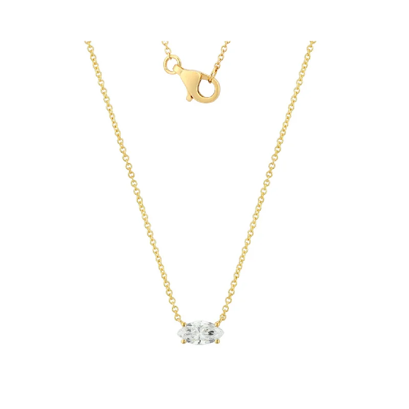 women’s cubic zirconia pendant necklaces-Lab Marquise Necklace