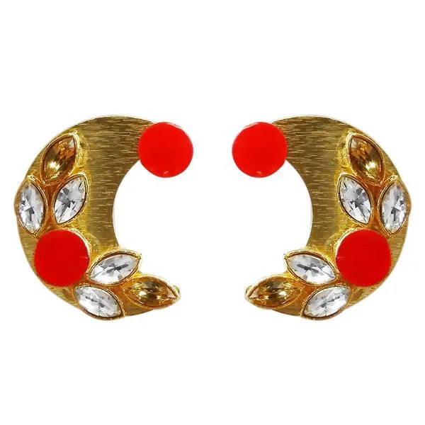 women’s minimalist stud earrings-Kriaa Gold Plated Resin Stone Stud Earring - 1311406E