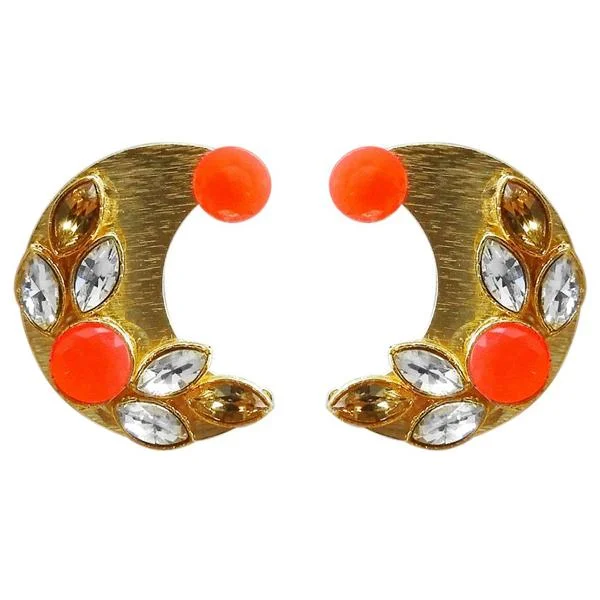 women’s rhinestone earrings-Kriaa Resin Stone Gold Plated Stud Earring - 1311406A