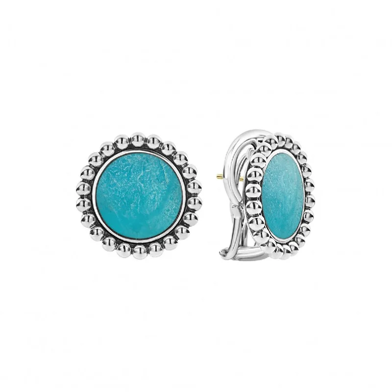 women’s oval earrings-Maya Turquoise Circle Earrings