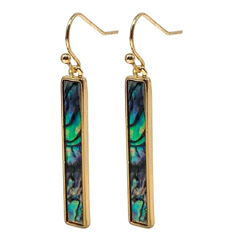 women’s geometric earrings-Abalone Shell Bar Earrings