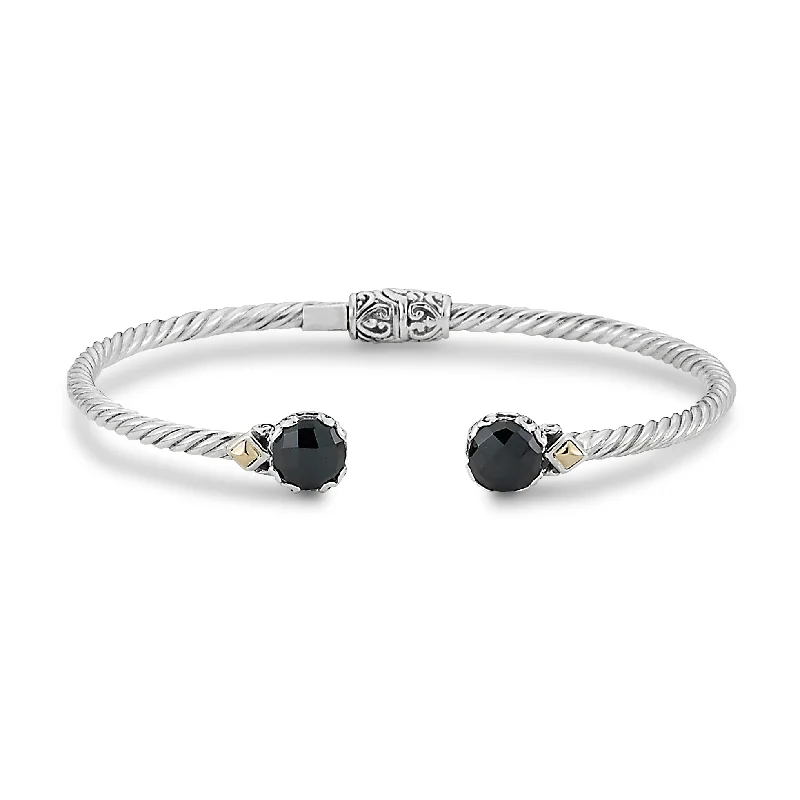 women’s nature-inspired bracelets-Samuel B. Black Spinel Glow Bangle Bracelet