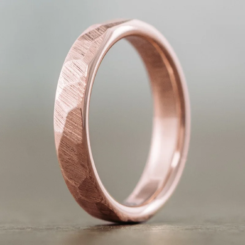 women’s intricate engagement rings-The Luna | Women's Hammered Rose Gold Wedding Band