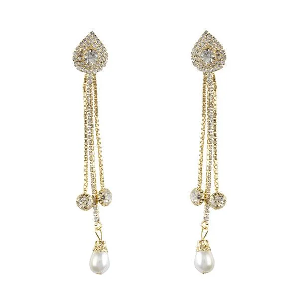 women’s geometric earrings-Tip Top Fashions Austrian Stone Gold Plated Dangler Earrings - 1303309