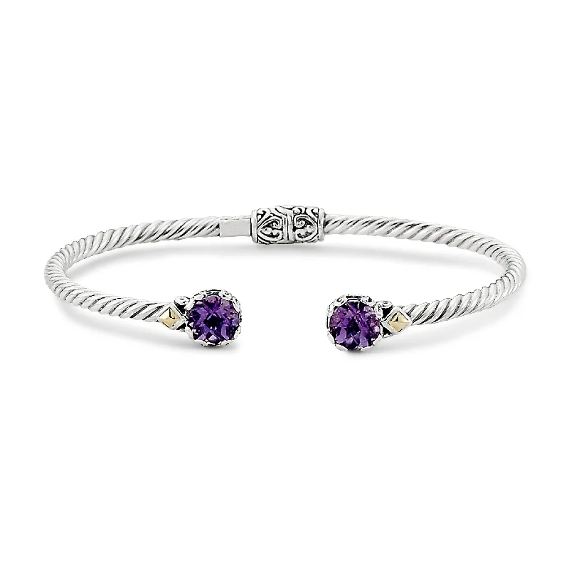 women’s silver bangles-Samuel B. Amethyst Birthstone Glow Bangle Bracelet - February