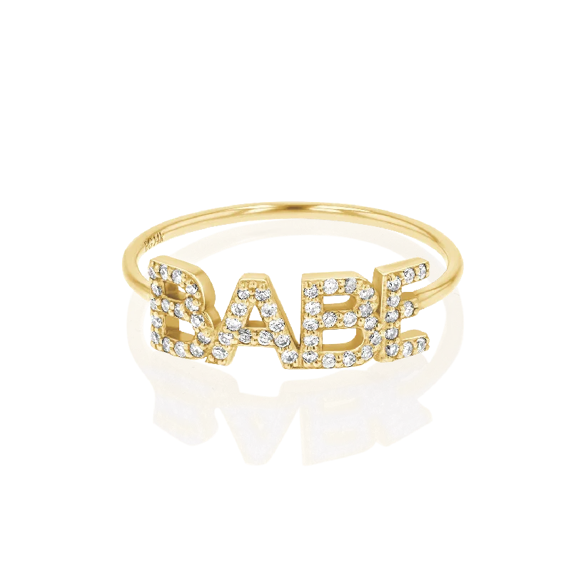 women’s silver rings-Diamond BABE Ring