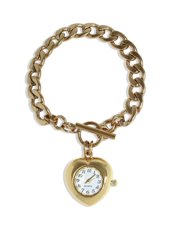 women’s engraved bracelets-Timeless Love Gold Watch Bracelet