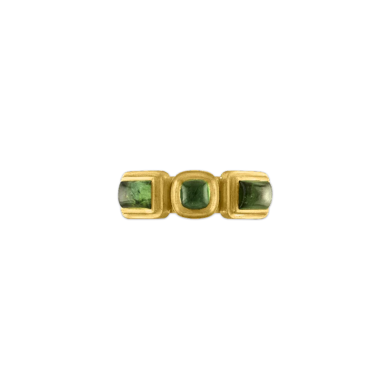 women’s cubic zirconia rings-Green Tourmaline Moirai Ring