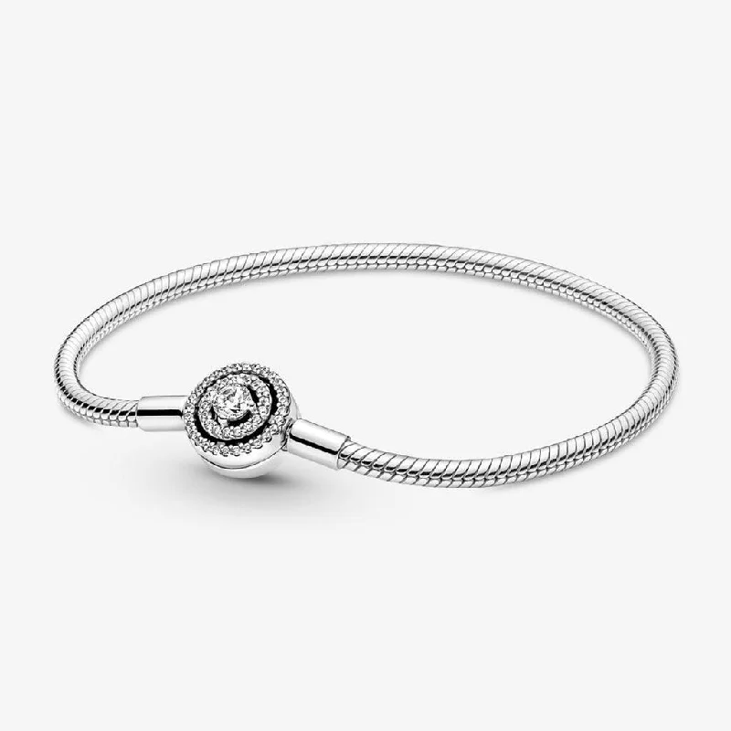 women’s adjustable bracelets-PANDORA : Pandora Moments Halo Snake Chain Bracelet