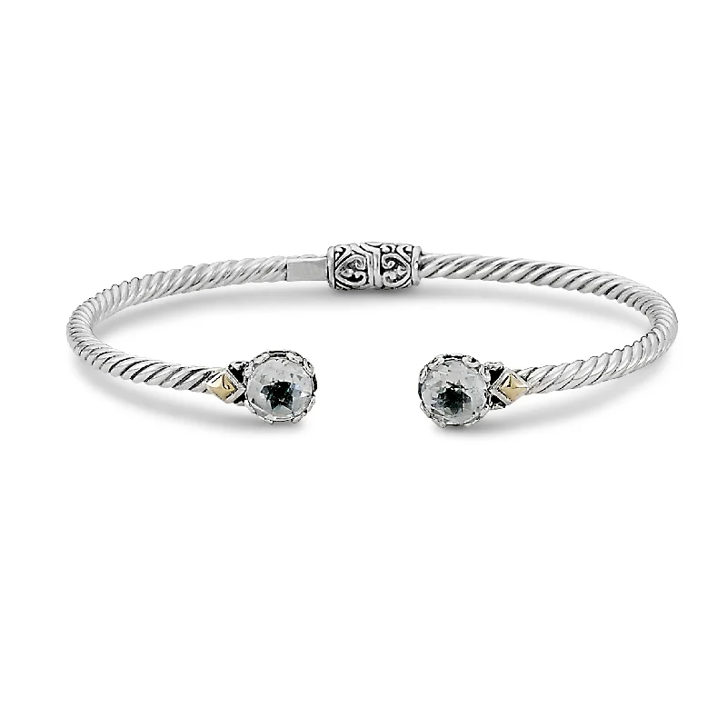 women’s custom charm bracelets-Samuel B. White Topaz Birthstone Glow Bangle Bracelet - April