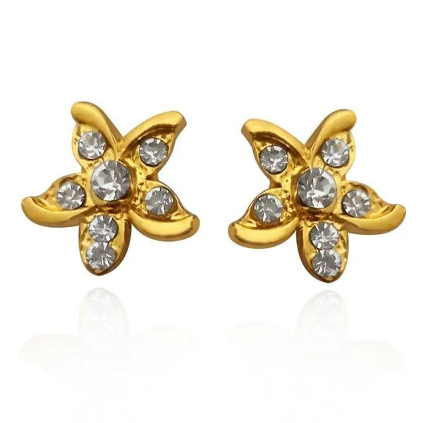 women’s pearl earrings-Kriaa Gold Plated  Austrian Stone Stud Earrings