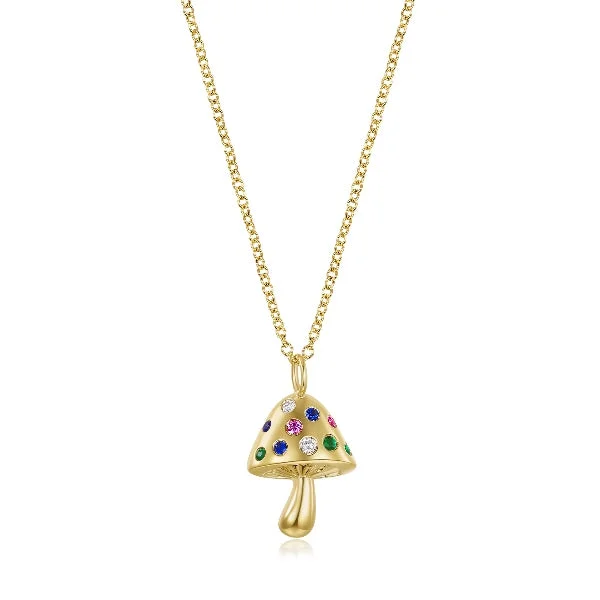 women’s layered necklaces-Rainbow Sapphire Mushroom Necklace