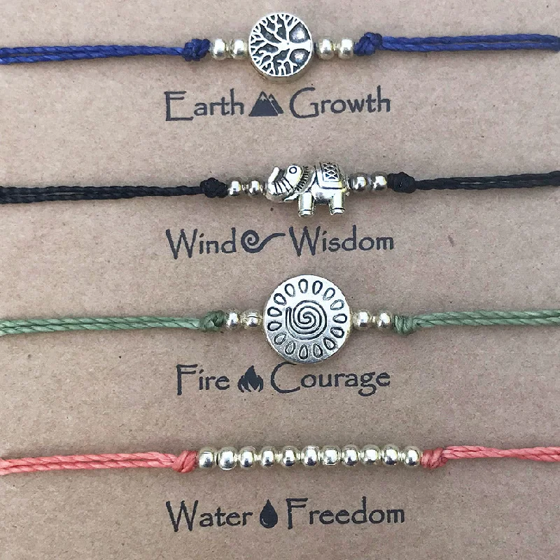 women’s woven bracelets-Earth Wind Fire Water Bracelet Set - Elephant, Guatemala