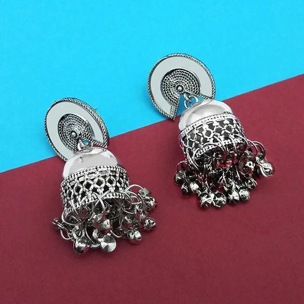 women’s statement earrings-Jeweljunk Silver Plated Mirror Jhumki Earrings -1315308