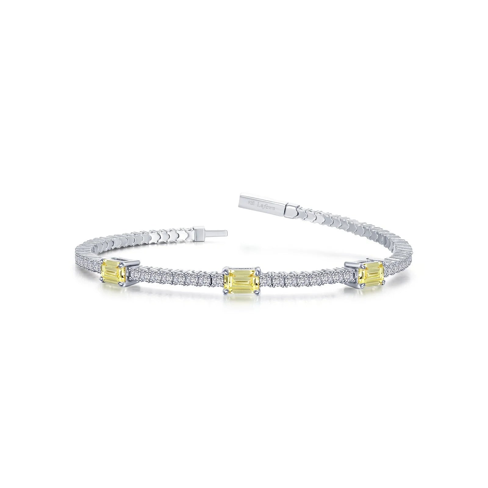 women’s gold bracelets-Lafonn Simulated Diamond & Canary Station Flexible Tennis Bracelet B0200CAP68