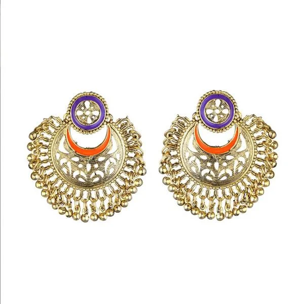 women’s simple stud earrings-Kriaa Meenakari Gold Plated Afghani Earrings