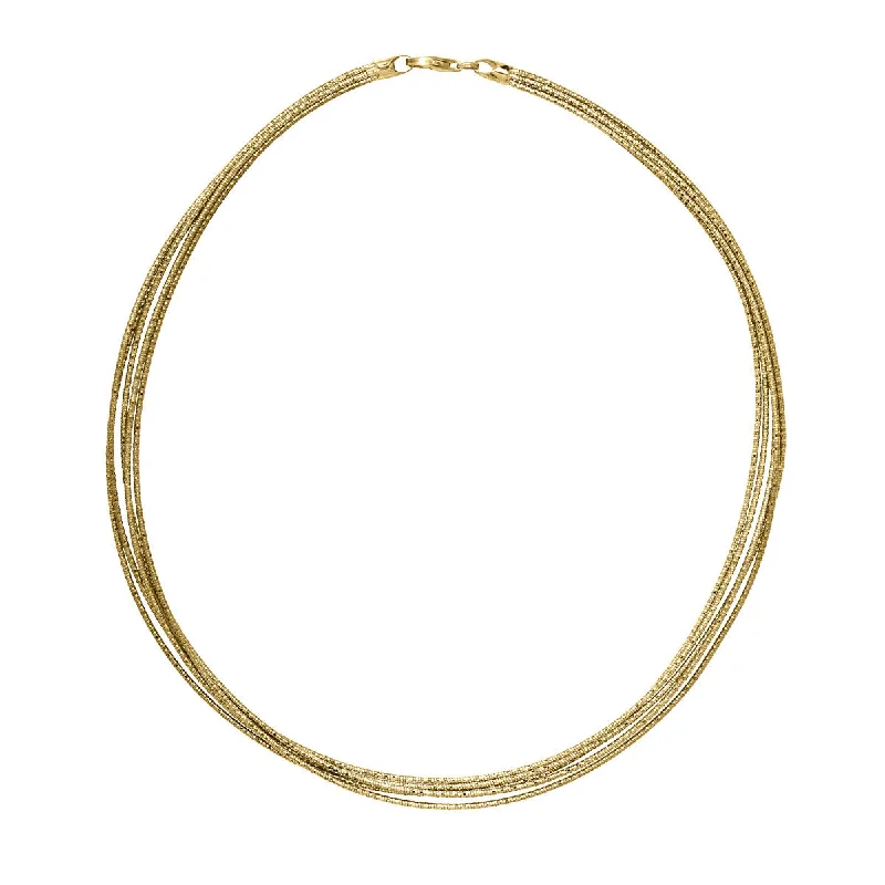 women’s silver necklaces-Five Strand Wire Necklace, Sterling with 18K Yellow Gold Plating