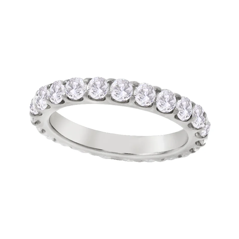 women’s flower design engagement rings-Shared Prong Round Diamond Eternity Wedding Band 2.7mm