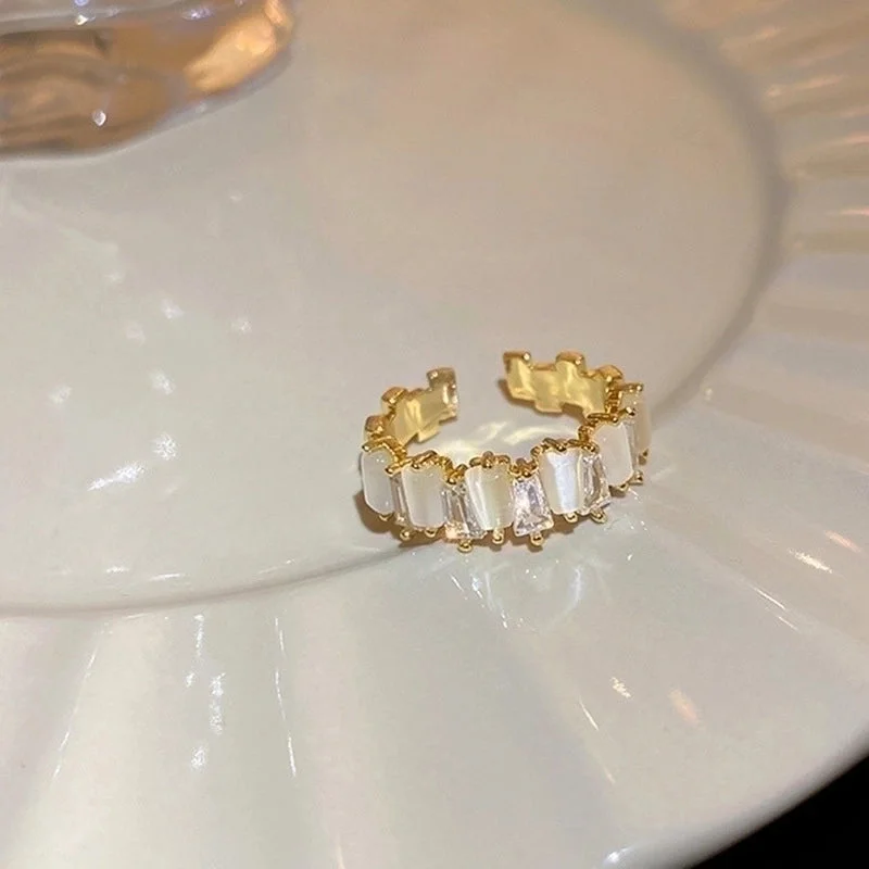 66# Open Ring-Golden Zircon Stitching