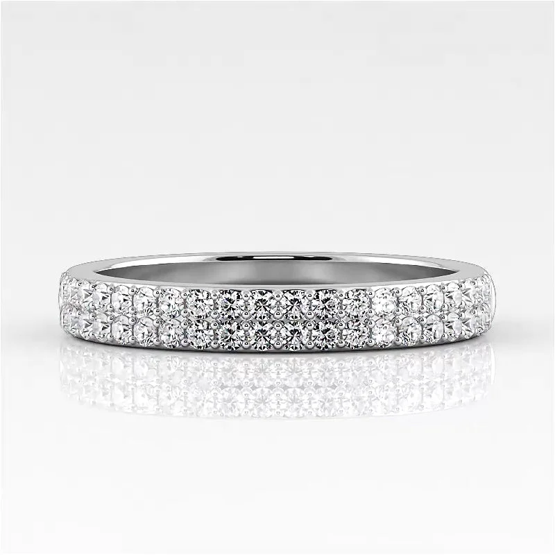 women’s classic engagement rings-0.42 ct. Round Diamond Double Row Wedding Band