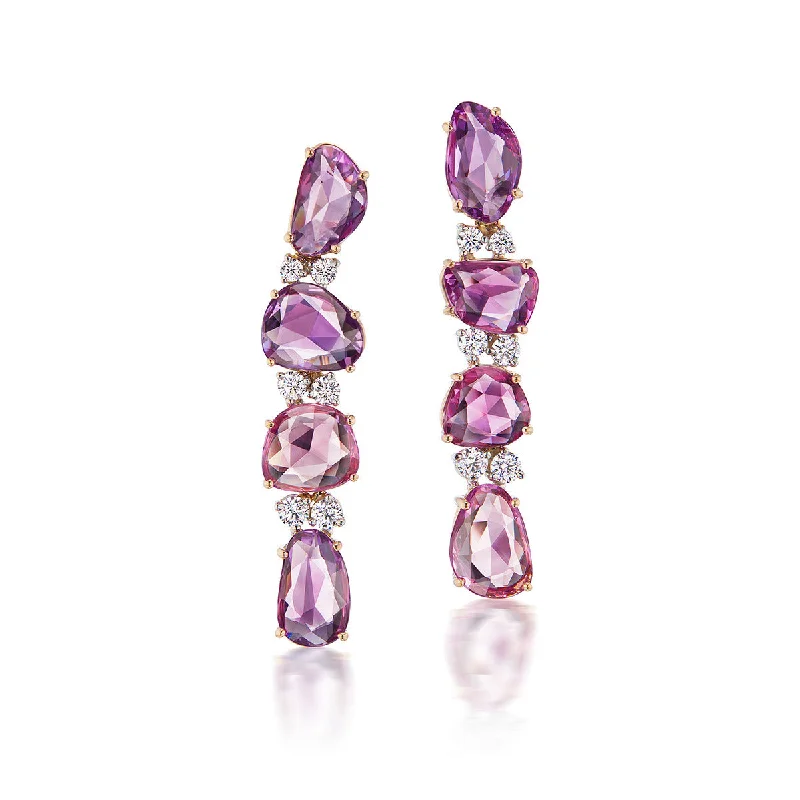 women’s hoop earrings-Multicolor Sapphire and Diamond Drop Earrings