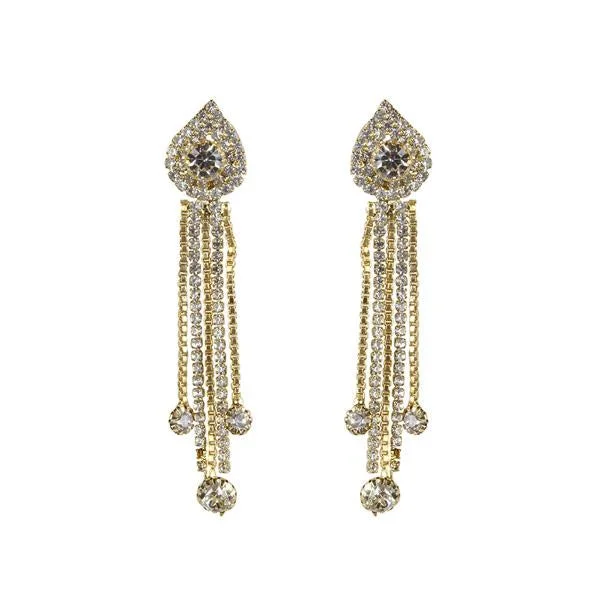 women’s boho earrings-Tip Top Fashions Austrian Stone Gold Plated Dangler Earrings - 1303307