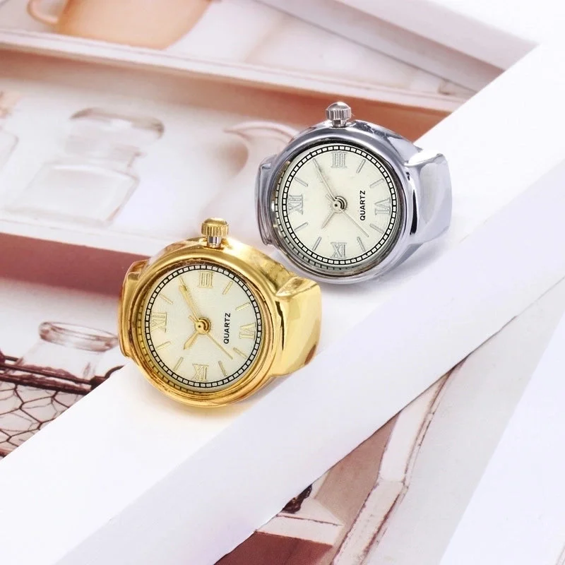 women’s bold gold rings-Casual Novelty Round Single Folding Buckle Ring Table Quartz Women's Watches