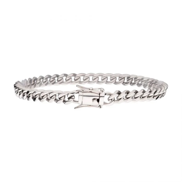 women’s nature-inspired bracelets-6mm Stainless Steel Miami Cuban Chain 8" Bracelet BR15011-0680