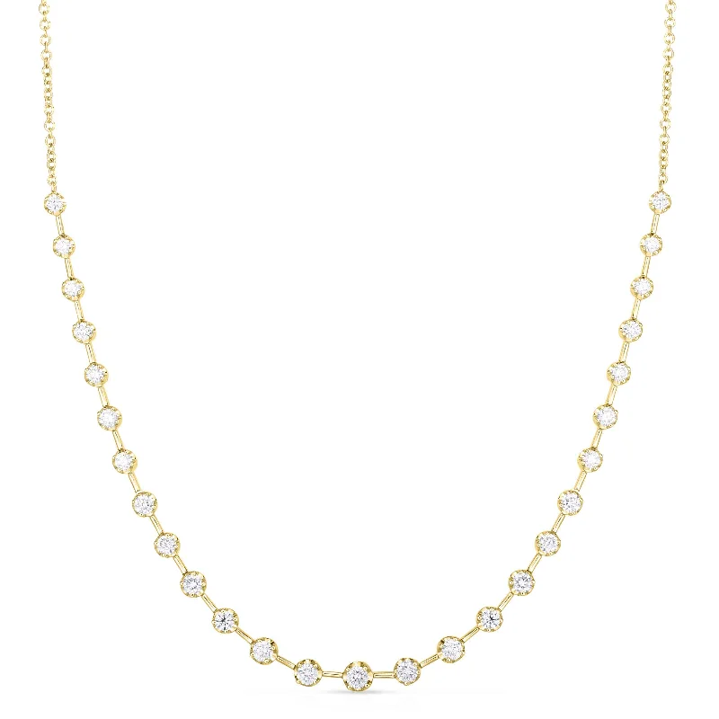 women’s choker with charms necklaces-Prong Set Diamond Necklace, 1.00 Carat Total, 14K Yellow Gold