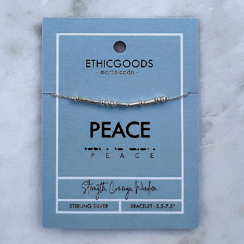 women’s gold bracelets-Morse Code "Peace" Bracelet, - Sterling Silver Thailand