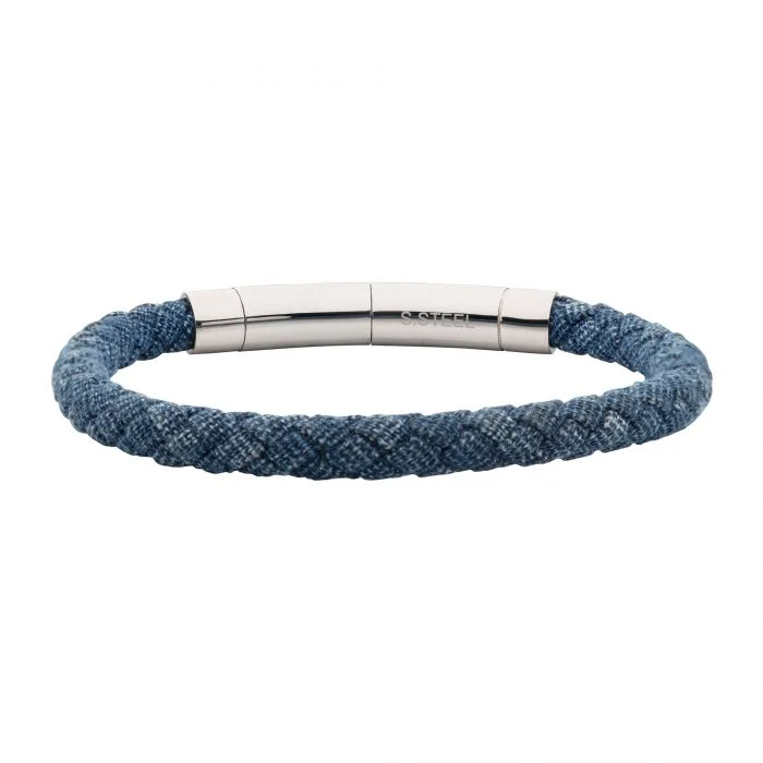 women’s square bangles-8mm Blue Denim Cord Bracelet BR210