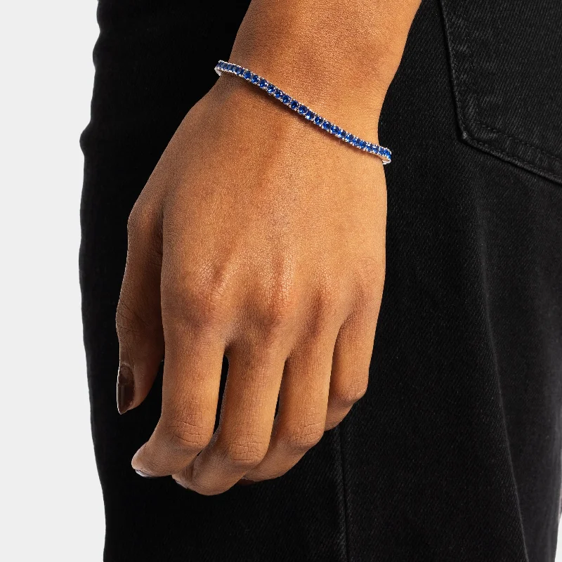 women’s cuff bracelets-3mm Sapphire Tennis Bracelet