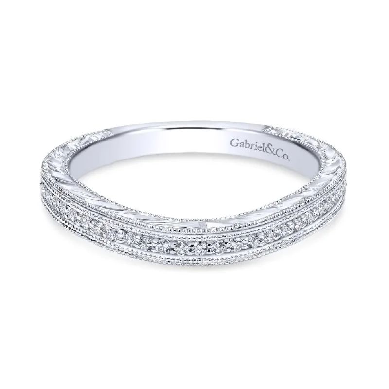 women’s wedding and engagement rings-14K White Gold diamond controu Wedding Band